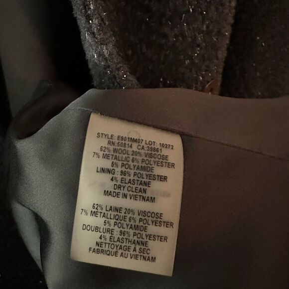 Elie Tahari Metallic Gray Wool Trench Coat - Picture 3 of 5